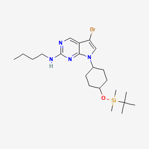 molecular formula C22H37BrN4OSi B2676304 5-溴-N-丁基-7-(反-4-[[(1,1-二甲基乙基)二甲基硅基]氧基]环己基)-7H-吡咯并[2,3-d]嘧啶-2-胺 CAS No. 1429882-29-0
