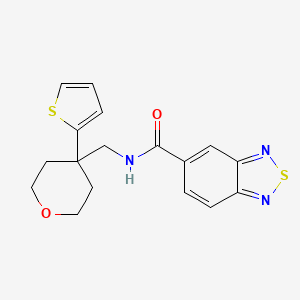 molecular formula C17H17N3O2S2 B2676307 N-((4-(thiophen-2-yl)tetrahydro-2H-pyran-4-yl)methyl)benzo[c][1,2,5]thiadiazole-5-carboxamide CAS No. 1207020-64-1