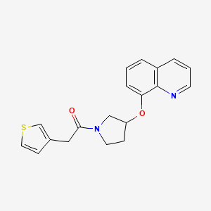 molecular formula C19H18N2O2S B2676311 1-(3-(Quinolin-8-yloxy)pyrrolidin-1-yl)-2-(thiophen-3-yl)ethanone CAS No. 1903870-82-5