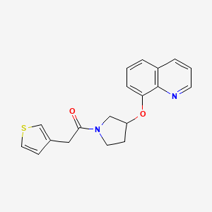 molecular formula C19H18N2O2S B2676311 1-[3-(quinolin-8-yloxy)pyrrolidin-1-yl]-2-(thiophen-3-yl)ethan-1-one CAS No. 1903870-82-5