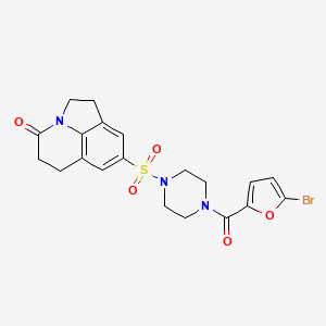 molecular formula C20H20BrN3O5S B2676312 8-((4-(5-溴呋喃-2-甲酰基)哌嗪-1-基)磺酰)-5,6-二氢-1H-吡咯并[3,2,1-ij]喹啉-4(2H)-酮 CAS No. 946310-80-1