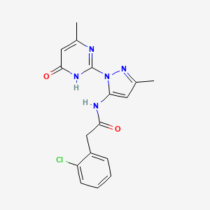 molecular formula C17H16ClN5O2 B2676333 2-(2-chlorophenyl)-N-(3-methyl-1-(4-methyl-6-oxo-1,6-dihydropyrimidin-2-yl)-1H-pyrazol-5-yl)acetamide CAS No. 1209079-12-8