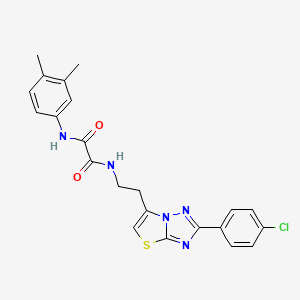 molecular formula C22H20ClN5O2S B2676337 N1-(2-(2-(4-chlorophenyl)thiazolo[3,2-b][1,2,4]triazol-6-yl)ethyl)-N2-(3,4-dimethylphenyl)oxalamide CAS No. 894037-47-9