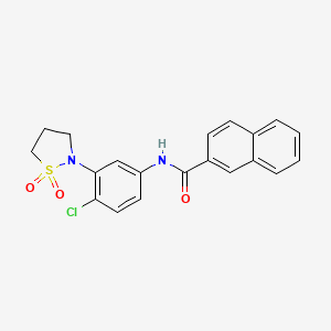 molecular formula C20H17ClN2O3S B2676344 N-(4-chloro-3-(1,1-dioxidoisothiazolidin-2-yl)phenyl)-2-naphthamide CAS No. 941986-06-7