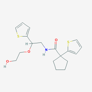 molecular formula C18H23NO3S2 B2676345 N-(2-(2-hydroxyethoxy)-2-(thiophen-2-yl)ethyl)-1-(thiophen-2-yl)cyclopentanecarboxamide CAS No. 2034468-01-2