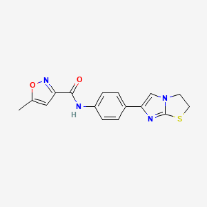 molecular formula C16H14N4O2S B2676351 N-(4-(2,3-二氢咪唑[2,1-b]噻唑-6-基)苯基)-5-甲基异噁唑-3-甲酰胺 CAS No. 1209144-42-2