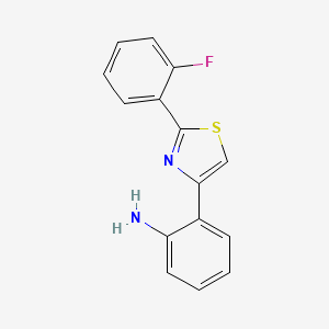 molecular formula C15H11FN2S B2676355 2-(2-(2-氟苯基)噻唑-4-基)苯胺 CAS No. 1292541-88-8