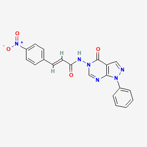molecular formula C20H14N6O4 B2676357 (E)-3-(4-硝基苯基)-N-(4-氧代-1-苯基-1H-吡唑并[3,4-d]嘧啶-5(4H)-基)丙烯酰胺 CAS No. 900007-62-7