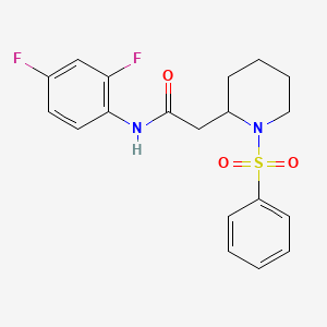 molecular formula C19H20F2N2O3S B2676362 N-(2,4-difluorophenyl)-2-(1-(phenylsulfonyl)piperidin-2-yl)acetamide CAS No. 1021073-99-3