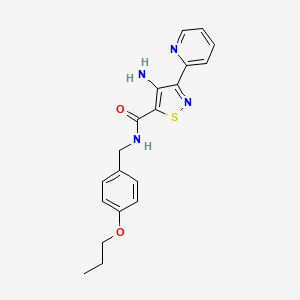molecular formula C19H20N4O2S B2676366 4-氨基-N-(4-丙氧基苄基)-3-(吡啶-2-基)异噻唑-5-甲酰胺 CAS No. 1251601-16-7