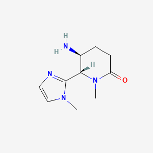 molecular formula C10H16N4O B2676378 (5S,6S)-5-Amino-1-methyl-6-(1-methylimidazol-2-yl)piperidin-2-one CAS No. 2031242-51-8