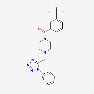 molecular formula C20H19F3N6O B2676380 (4-((1-苯基-1H-四唑-5-基)甲基)哌嗪-1-基)(3-(三氟甲基)苯基)甲酮 CAS No. 1021226-32-3