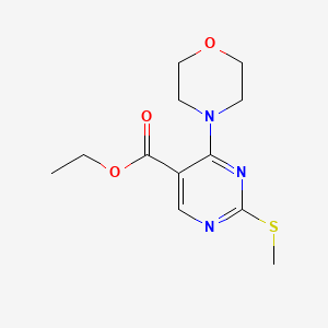 molecular formula C12H17N3O3S B2676381 Ethyl 2-(methylsulfanyl)-4-morpholino-5-pyrimidinecarboxylate CAS No. 100318-76-1