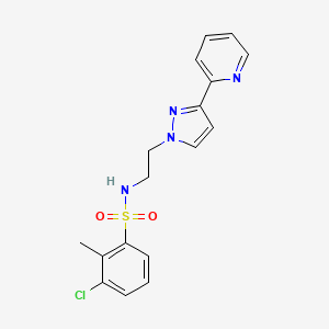molecular formula C17H17ClN4O2S B2676401 3-氯-2-甲基-N-(2-(3-(吡啶-2-基)-1H-吡唑-1-基)乙基)苯磺酰胺 CAS No. 1448125-19-6