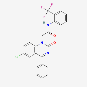 molecular formula C23H15ClF3N3O2 B2676415 2-(6-chloro-2-oxo-4-phenylquinazolin-1(2H)-yl)-N-(2-(trifluoromethyl)phenyl)acetamide CAS No. 892362-39-9