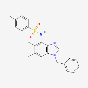 molecular formula C23H23N3O2S B2676421 N-(1-benzyl-5,6-dimethyl-1H-1,3-benzimidazol-4-yl)-4-methylbenzenesulfonamide CAS No. 338410-90-5