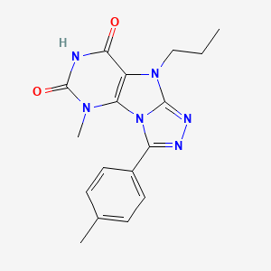 molecular formula C17H18N6O2 B2676422 1-Methyl-8-(4-methylphenyl)-5-propylpurino[8,9-c][1,2,4]triazole-2,4-dione CAS No. 921877-53-4