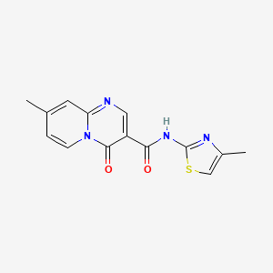 molecular formula C14H12N4O2S B2676432 8-methyl-N-(4-methylthiazol-2-yl)-4-oxo-4H-pyrido[1,2-a]pyrimidine-3-carboxamide CAS No. 847411-96-5