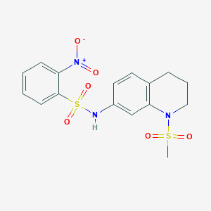molecular formula C16H17N3O6S2 B2676439 N-(1-(methylsulfonyl)-1,2,3,4-tetrahydroquinolin-7-yl)-2-nitrobenzenesulfonamide CAS No. 941900-83-0