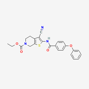 molecular formula C24H21N3O4S B2676440 ethyl 3-cyano-2-(4-phenoxybenzamido)-4,5-dihydrothieno[2,3-c]pyridine-6(7H)-carboxylate CAS No. 864927-09-3