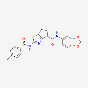 N-(benzo[d][1,3]dioxol-5-yl)-2-(4-methylbenzamido)-5,6-dihydro-4H-cyclopenta[d]thiazole-4-carboxamide