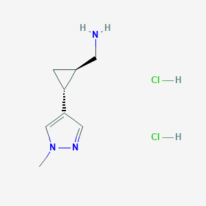 molecular formula C8H15Cl2N3 B2676453 trans-[2-(1-Methyl-1h-pyrazol-4-yl)cyclopropyl]methanamine dihydrochloride CAS No. 2287237-51-6