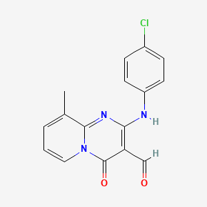 molecular formula C16H12ClN3O2 B2676483 2-(4-chloroanilino)-9-methyl-4-oxo-4H-pyrido[1,2-a]pyrimidine-3-carbaldehyde CAS No. 304864-86-6