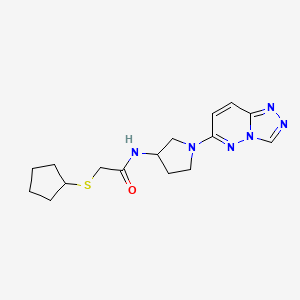 molecular formula C16H22N6OS B2676488 N-(1-([1,2,4]三唑并[4,3-b]吡啶-6-基)吡咯啉-3-基)-2-(环戊硫基)乙酰胺 CAS No. 2034588-49-1