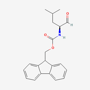 molecular formula C21H23NO3 B2676495 9H-芴-9-基甲基 N-[(2S)-4-甲基-1-氧代戊基]氨基甲酸酯 CAS No. 146803-42-1