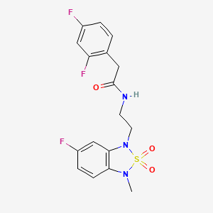 molecular formula C17H16F3N3O3S B2676496 2-(2,4-difluorophenyl)-N-(2-(6-fluoro-3-methyl-2,2-dioxidobenzo[c][1,2,5]thiadiazol-1(3H)-yl)ethyl)acetamide CAS No. 2034335-55-0