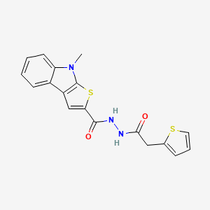 molecular formula C18H15N3O2S2 B2676497 8-methyl-N'-[2-(2-thienyl)acetyl]-8H-thieno[2,3-b]indole-2-carbohydrazide CAS No. 477869-01-5