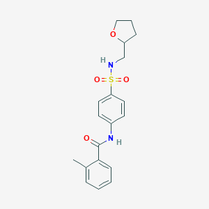 molecular formula C19H22N2O4S B267650 2-methyl-N-(4-{[(tetrahydro-2-furanylmethyl)amino]sulfonyl}phenyl)benzamide 