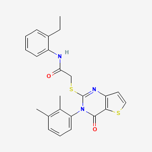 molecular formula C24H23N3O2S2 B2676500 2-{[3-(2,3-dimethylphenyl)-4-oxo-3,4-dihydrothieno[3,2-d]pyrimidin-2-yl]sulfanyl}-N-(2-ethylphenyl)acetamide CAS No. 1291849-16-5