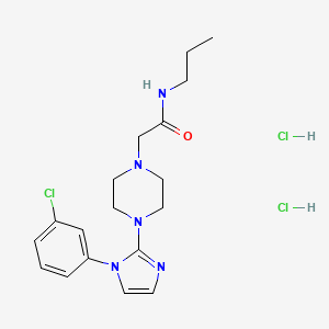 molecular formula C18H26Cl3N5O B2676501 2-(4-(1-(3-氯苯基)-1H-咪唑-2-基)哌嗪-1-基)-N-丙基乙酰胺二盐酸盐 CAS No. 1323330-67-1