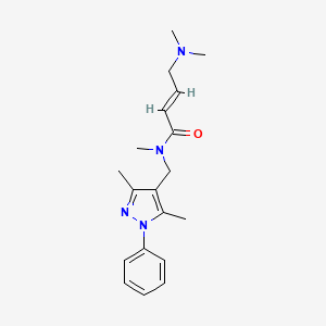 (E)-4-(Dimethylamino)-N-[(3,5-dimethyl-1-phenylpyrazol-4-yl)methyl]-N-methylbut-2-enamide