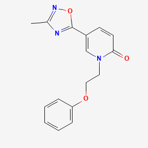 molecular formula C16H15N3O3 B2676515 5-(3-methyl-1,2,4-oxadiazol-5-yl)-1-(2-phenoxyethyl)pyridin-2(1H)-one CAS No. 1396765-48-2