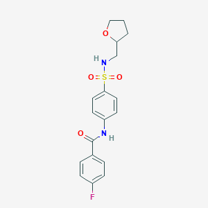 molecular formula C18H19FN2O4S B267652 4-fluoro-N-(4-{[(tetrahydro-2-furanylmethyl)amino]sulfonyl}phenyl)benzamide 