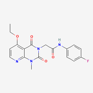 molecular formula C18H17FN4O4 B2676522 2-(5-ethoxy-1-methyl-2,4-dioxo-1,2-dihydropyrido[2,3-d]pyrimidin-3(4H)-yl)-N-(4-fluorophenyl)acetamide CAS No. 941984-52-7