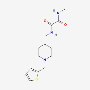 molecular formula C14H21N3O2S B2676527 N1-methyl-N2-((1-(thiophen-2-ylmethyl)piperidin-4-yl)methyl)oxalamide CAS No. 953231-59-9