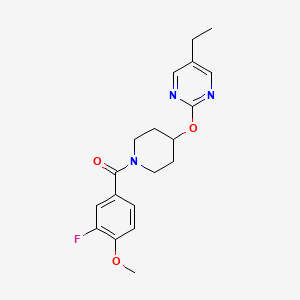 molecular formula C19H22FN3O3 B2676529 [4-(5-Ethylpyrimidin-2-yl)oxypiperidin-1-yl]-(3-fluoro-4-methoxyphenyl)methanone CAS No. 2380172-80-3