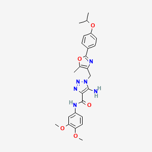 molecular formula C25H28N6O5 B2676530 5-amino-N-(3,4-dimethoxyphenyl)-1-((2-(4-isopropoxyphenyl)-5-methyloxazol-4-yl)methyl)-1H-1,2,3-triazole-4-carboxamide CAS No. 1251688-29-5