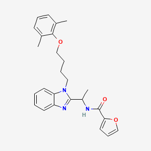 molecular formula C26H29N3O3 B2676539 N-({1-[4-(2,6-二甲基苯氧基)丁基]苯并咪唑-2-基}乙基)-2-呋喃甲酰胺 CAS No. 919972-53-5