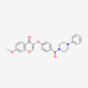 molecular formula C27H24N2O5 B2676543 7-methoxy-3-(4-(4-phenylpiperazine-1-carbonyl)phenoxy)-4H-chromen-4-one CAS No. 951940-01-5
