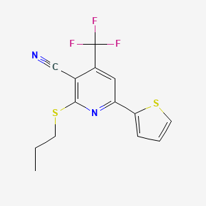 2-(Propylthio)-6-(thiophen-2-yl)-4-(trifluoromethyl)nicotinonitrile