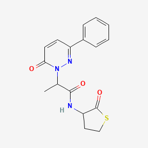 molecular formula C17H17N3O3S B2676575 2-(6-oxo-3-phenylpyridazin-1(6H)-yl)-N-(2-oxotetrahydrothiophen-3-yl)propanamide CAS No. 1235278-12-2