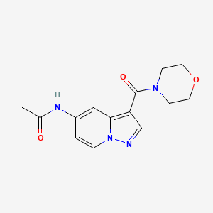 molecular formula C14H16N4O3 B2676577 N-(3-(morpholine-4-carbonyl)pyrazolo[1,5-a]pyridin-5-yl)acetamide CAS No. 2034452-04-3