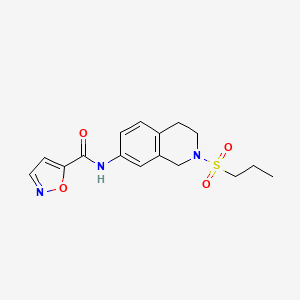 molecular formula C16H19N3O4S B2676581 N-(2-(丙基磺酰)-1,2,3,4-四氢异喹啉-7-基)异噁唑-5-基甲酰胺 CAS No. 1211347-55-5