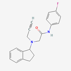 molecular formula C20H19FN2O B2676583 2-[(2,3-dihydro-1H-inden-1-yl)(prop-2-yn-1-yl)amino]-N-(4-fluorophenyl)acetamide CAS No. 1333859-81-6