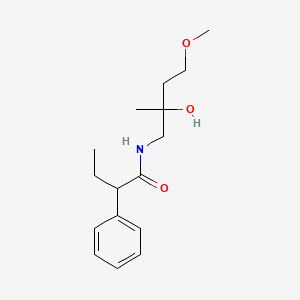 molecular formula C16H25NO3 B2676592 N-(2-Hydroxy-4-methoxy-2-methylbutyl)-2-phenylbutanamide CAS No. 1911424-28-6
