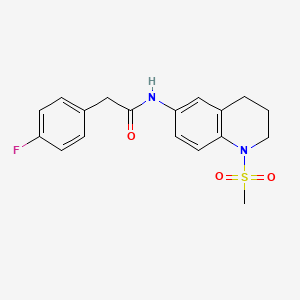 molecular formula C18H19FN2O3S B2676594 2-(4-氟苯基)-N-(1-甲基磺酰-3,4-二氢-2H-喹啉-6-基)乙酰胺 CAS No. 941971-92-2